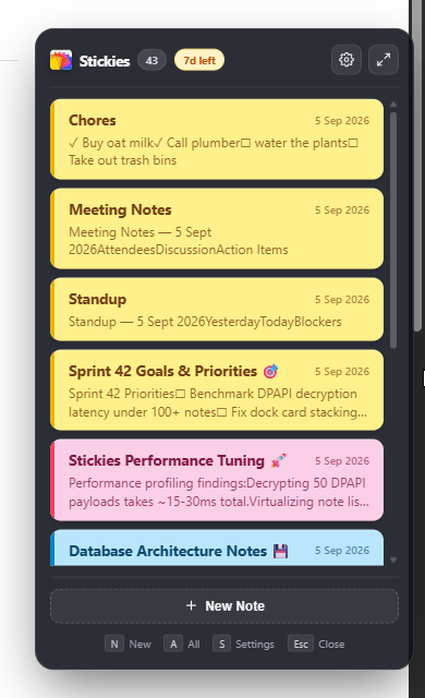 Real stickies.lol edge deck on Windows 11